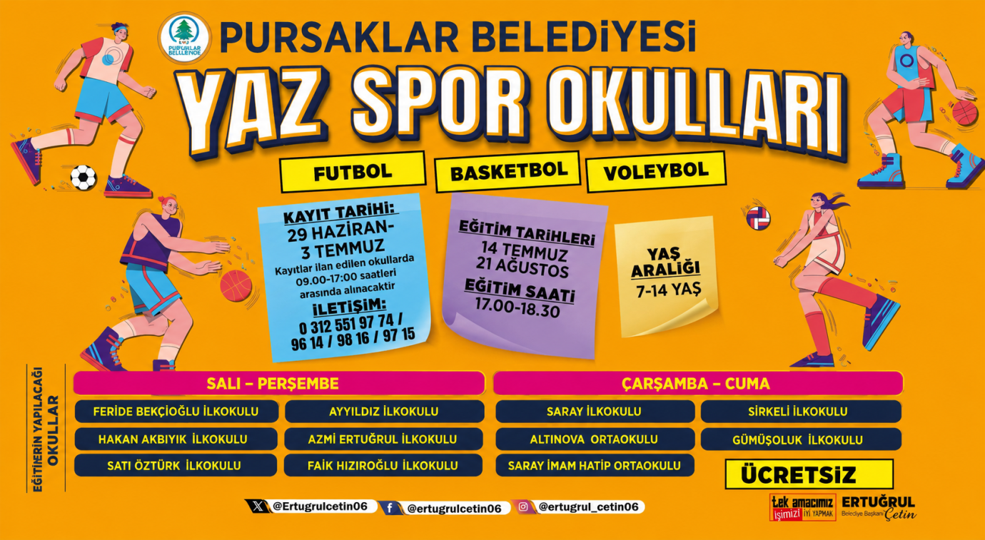 Pursaklar’da Ekranlar Kapanıyor, Yaz Spor Okulları Başlıyor