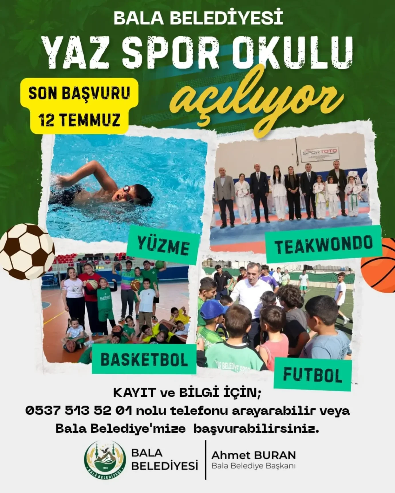 Bala Belediyesi Yaz Spor Okulu İçin Kayıtlar Başladı
